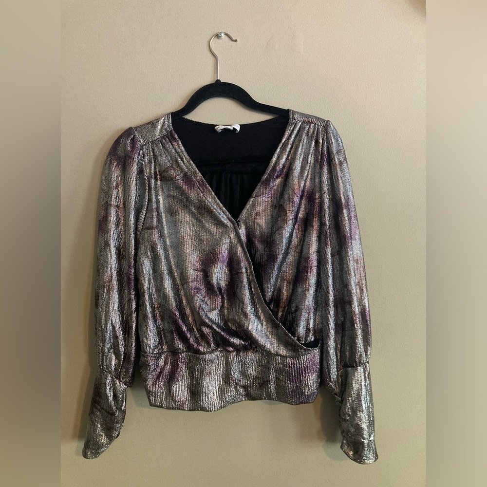 Shimmery floral long sleeve blouse